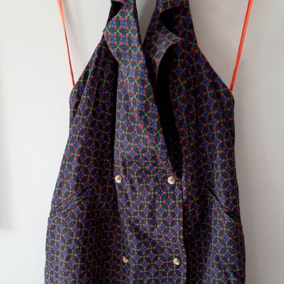 NWOT Free People navy blue & orange halter neck blazer mini dress, S - Picture 10 of 10